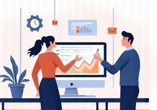 Illustration of a small team working collaboratively.